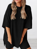 Plus Size Round Neck Set: Oversized Top and Shorts Set for Ultimate Comfort - EBYNN