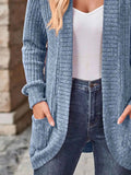 Ribbed Knit Open Front Cardigan with Pockets.