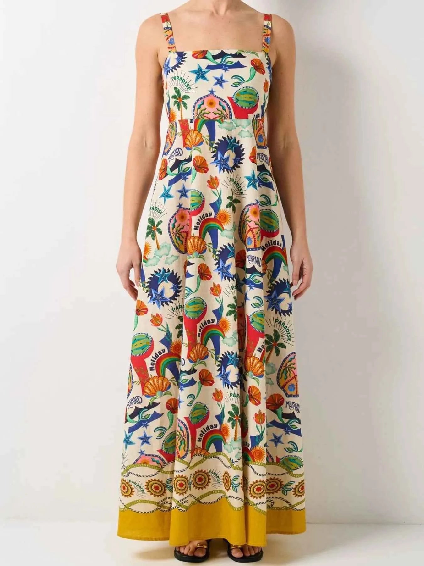 Printed Square Neck Maxi Dress.