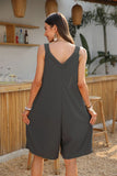 Casual V-Neck Sleeveless Romper with Pockets.
