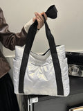 Large Solid Color Tote Bag with Side Pockets.