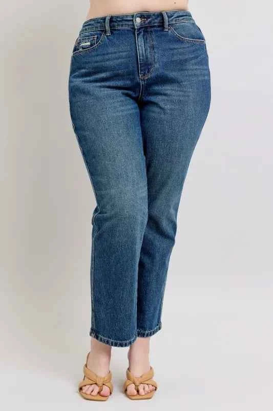 Judy Blue High Waisted Rigid Magic Straight Leg Jeans Plus Size.