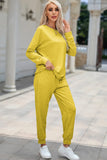 Round Neck Top and Drawstring Pants Lounge Set.