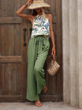 Printed Tank Top and Wide Leg Pants Set for Effortless Style - EBYNN