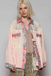 Bohemian Lace Patchwork Floral Long Sleeve Blouse.