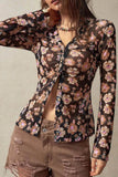 Floral Button-Up Shirt with Bell Sleeves - EBYNN