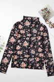 Floral Mock Neck Long Sleeve Blouse.