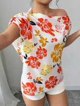 Floral One Shoulder Blouse - Stylish and Trendy Floral Print Top - EBYNN