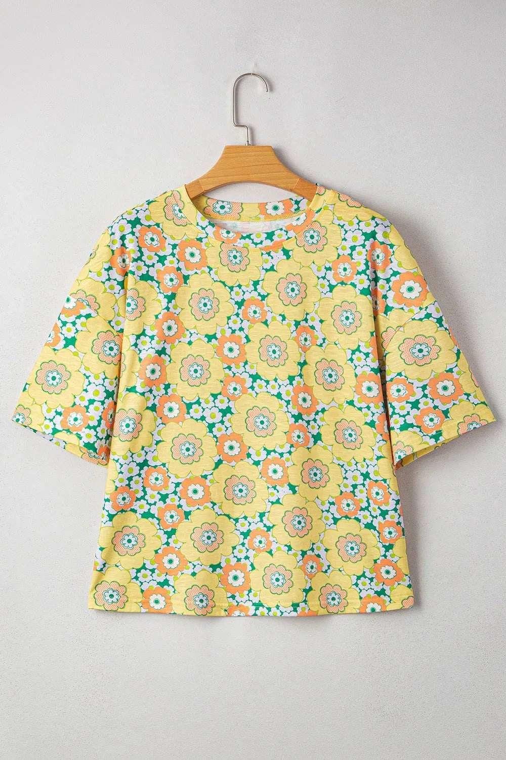 Floral Oversized T-Shirt in Round Neck Design - EBYNN