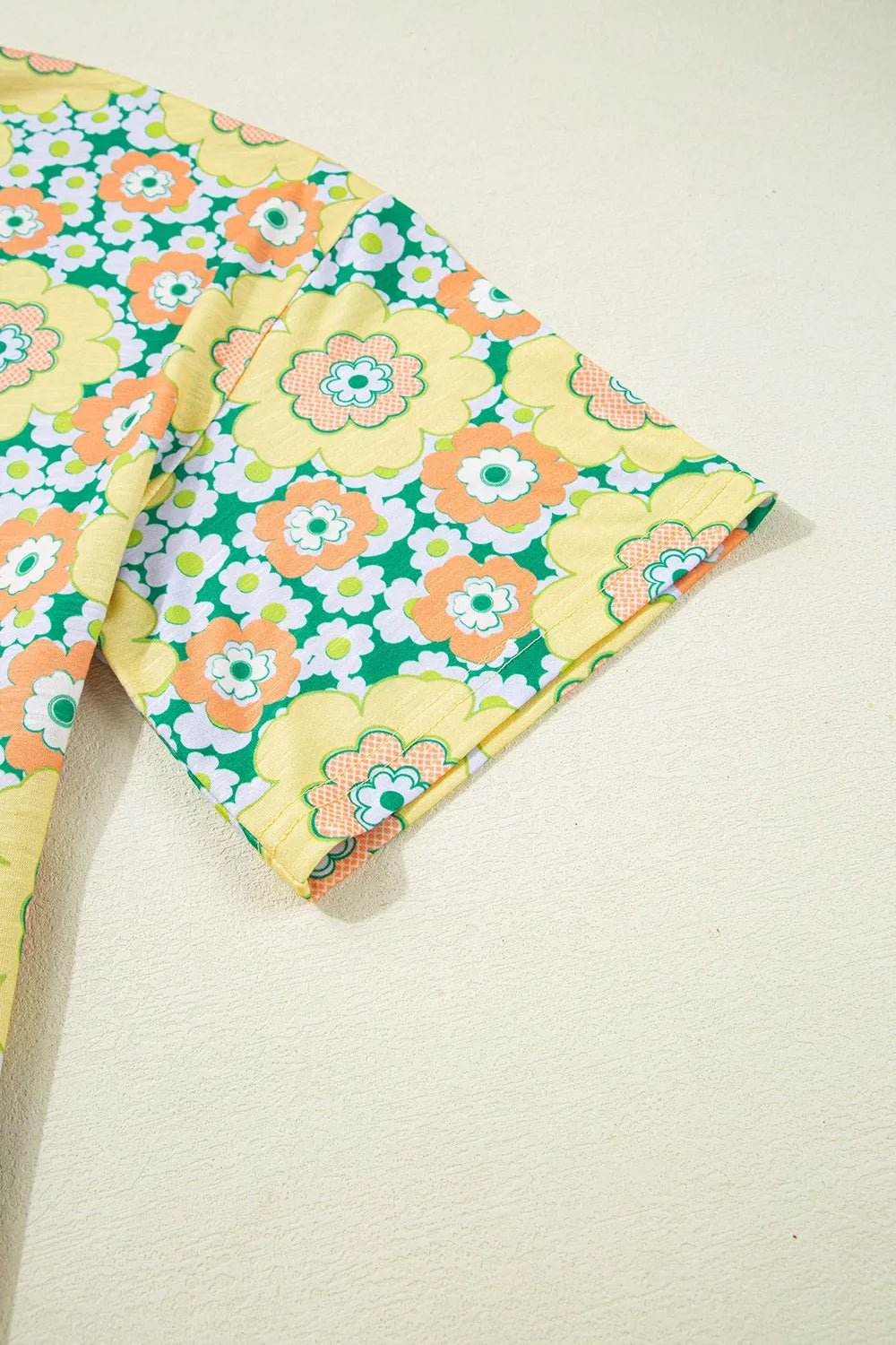 Floral Oversized T-Shirt in Round Neck Design - EBYNN