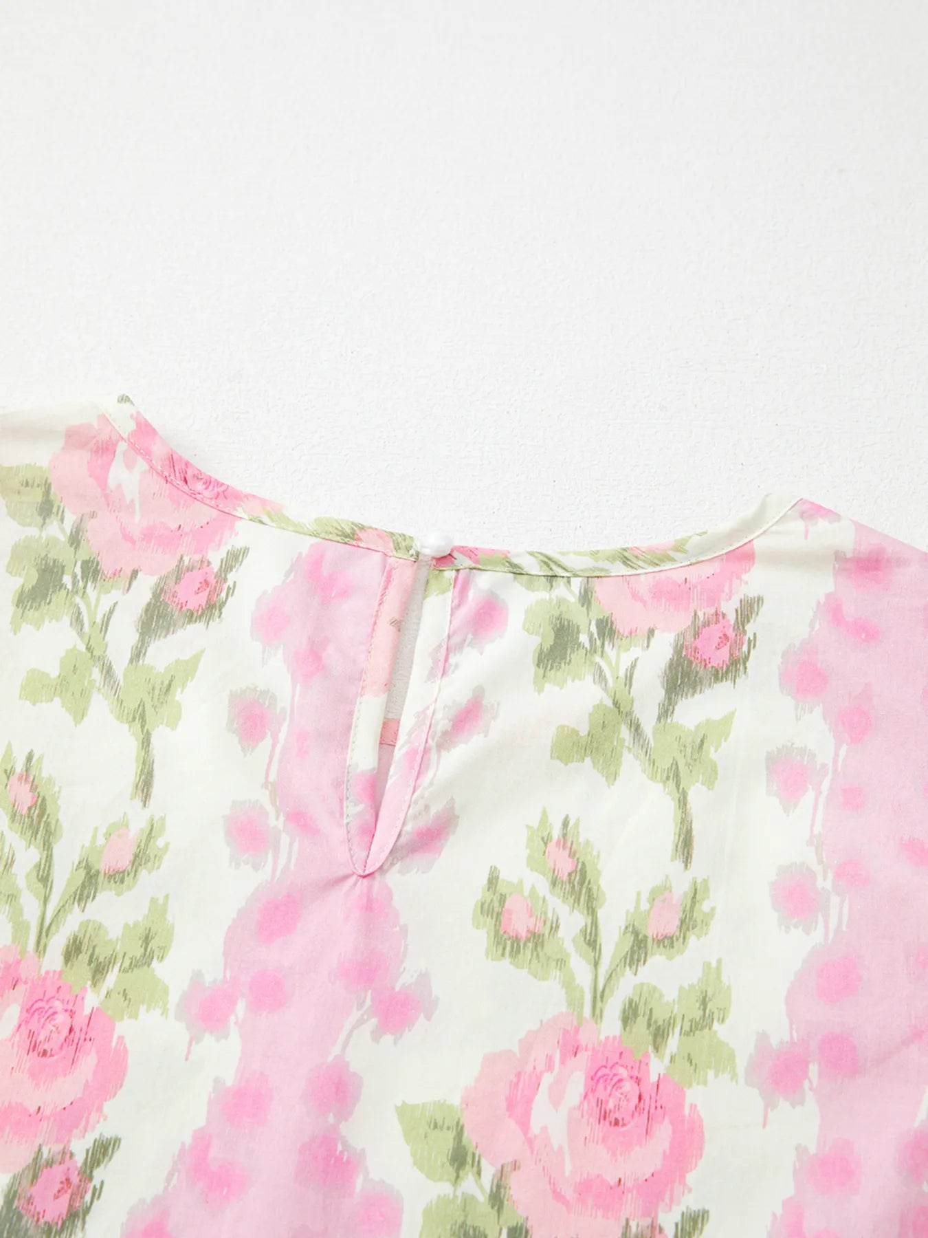 Floral Print Blouse with Ruffled Sleeves for Effortless Style - EBYNN