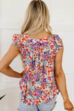 Floral Print Tank Top with Ruffled Square Neck Design - EBYNN