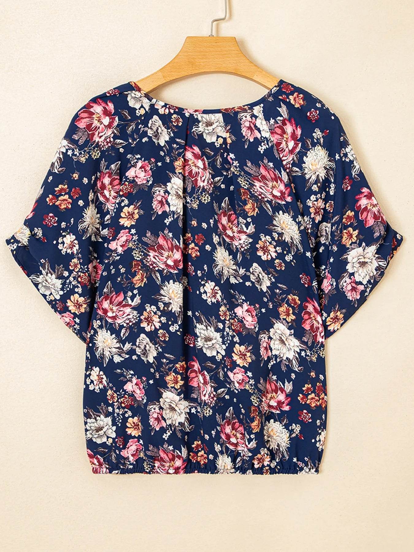 Floral Casual Blouse - Short Sleeve Floral Short Sleeve Casual Blouse - EBYNN