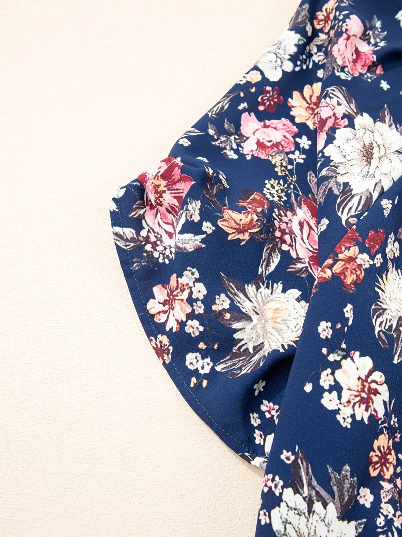 Floral Casual Blouse - Short Sleeve Floral Short Sleeve Casual Blouse - EBYNN