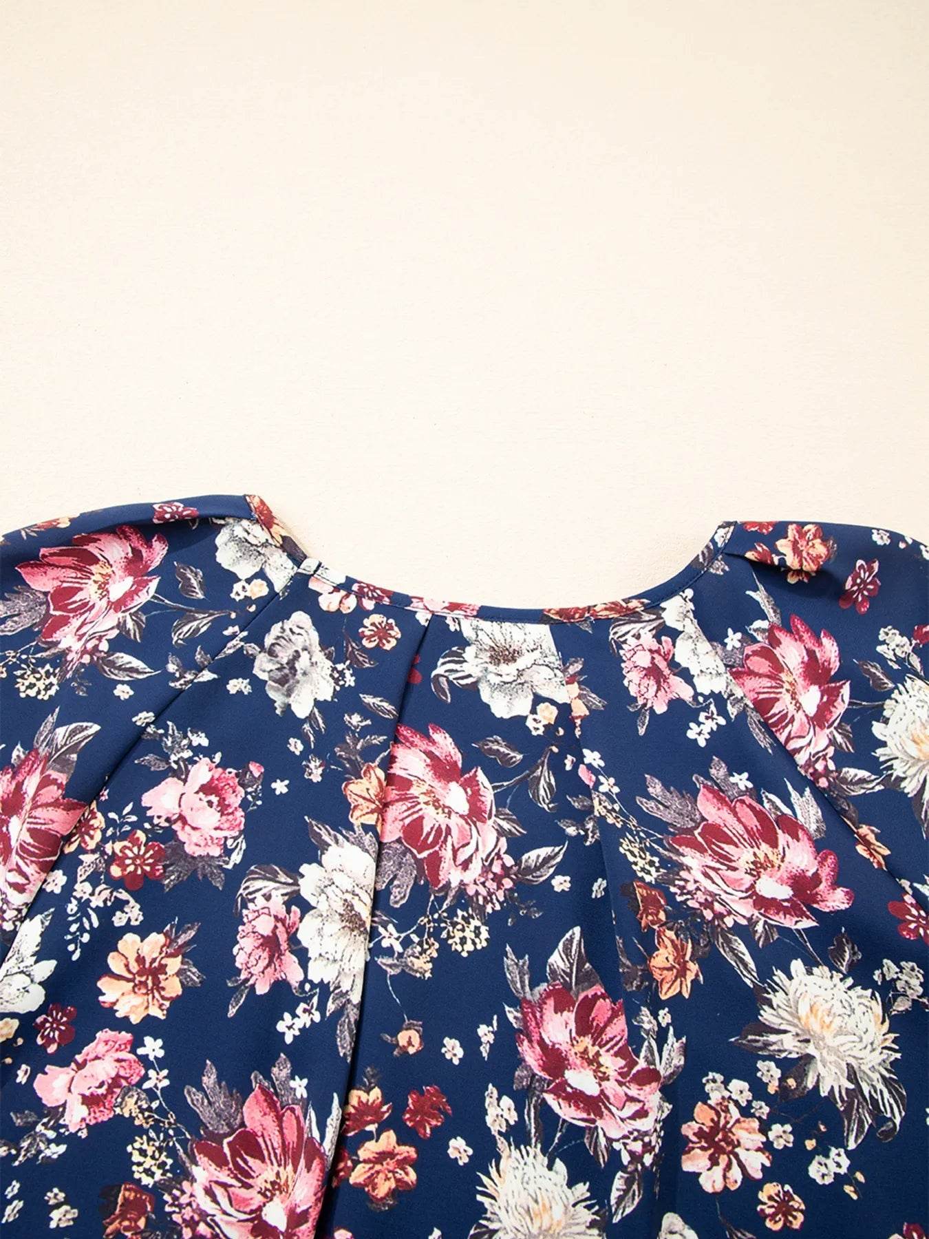 Floral Casual Blouse - Short Sleeve Floral Short Sleeve Casual Blouse - EBYNN
