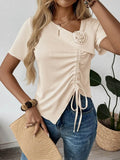 Flower Ruched Front Top for Effortless Style and Comfort - EBYNN