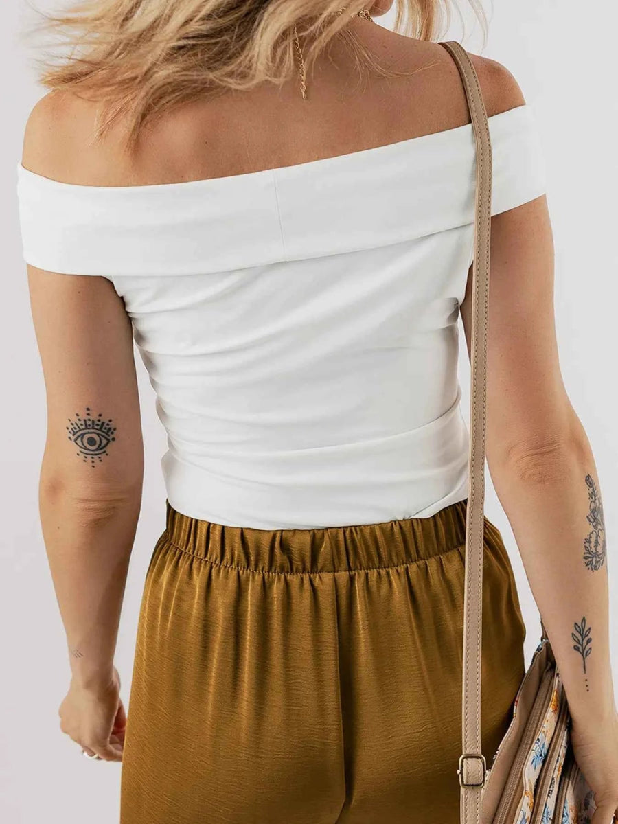 Folded Off Shoulder Slim Top.