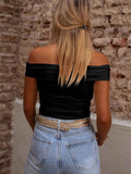 Folded Off Shoulder Slim Top.