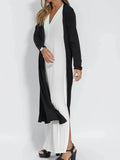 Plus Size Longline Cardigan with Open Front and Side Slit - EBYNN