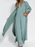 Plus Size Longline Cardigan with Open Front and Side Slit - EBYNN