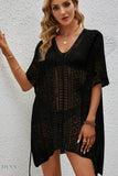Black Plus Size Beach Cover Up Tunic Dress - EBYNN