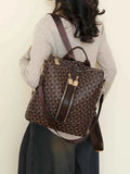 Geometric Pattern PU Leather Backpack.
