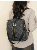 Geometric Pattern PU Leather Backpack.