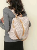 Geometric Pattern PU Leather Backpack.