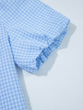 Gingham Puff Sleeve Shirt - Stylish Button-Up for Effortless Chic - EBYNN