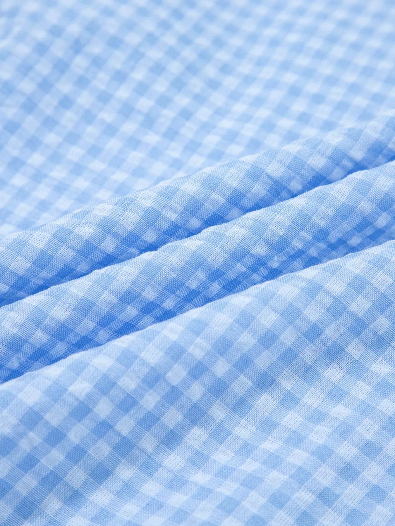 Gingham Puff Sleeve Shirt - Stylish Button-Up for Effortless Chic - EBYNN