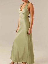 Halter Neck Wrap Maxi Dress with Tie Detail.