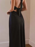 Halter Neck Wrap Maxi Dress with Tie Detail.