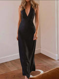 Halter Neck Wrap Maxi Dress with Tie Detail.