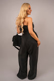 Strapless Shirred Bandeau Wide Leg Jumpsuit.