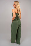 Strapless Shirred Bandeau Wide Leg Jumpsuit Moda