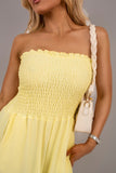 Strapless Shirred Bandeau Wide Leg Jumpsuit.