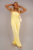 Strapless Shirred Bandeau Wide Leg Jumpsuit.