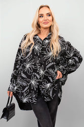 Erin Floral Print Oversized Long Sleeve Button Down Top.