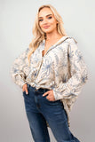 Erin Floral Print Oversized Long Sleeve Button Down Top.