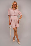 Collared Short Sleeve Playsuit with Belted Waist.