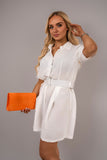 Collared Short Sleeve Playsuit with Belted Waist.