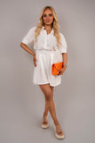 Collared Short Sleeve Playsuit with Belted Waist.