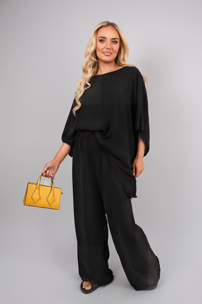 Batwing Top & Drawstring Wide Leg Trousers Co-ord Set.