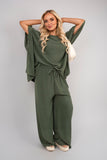 Batwing Top & Drawstring Wide Leg Trousers Co-ord Set.