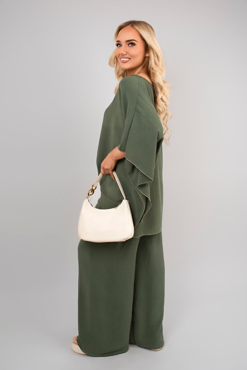 Batwing Top & Drawstring Wide Leg Trousers Co-ord Set.