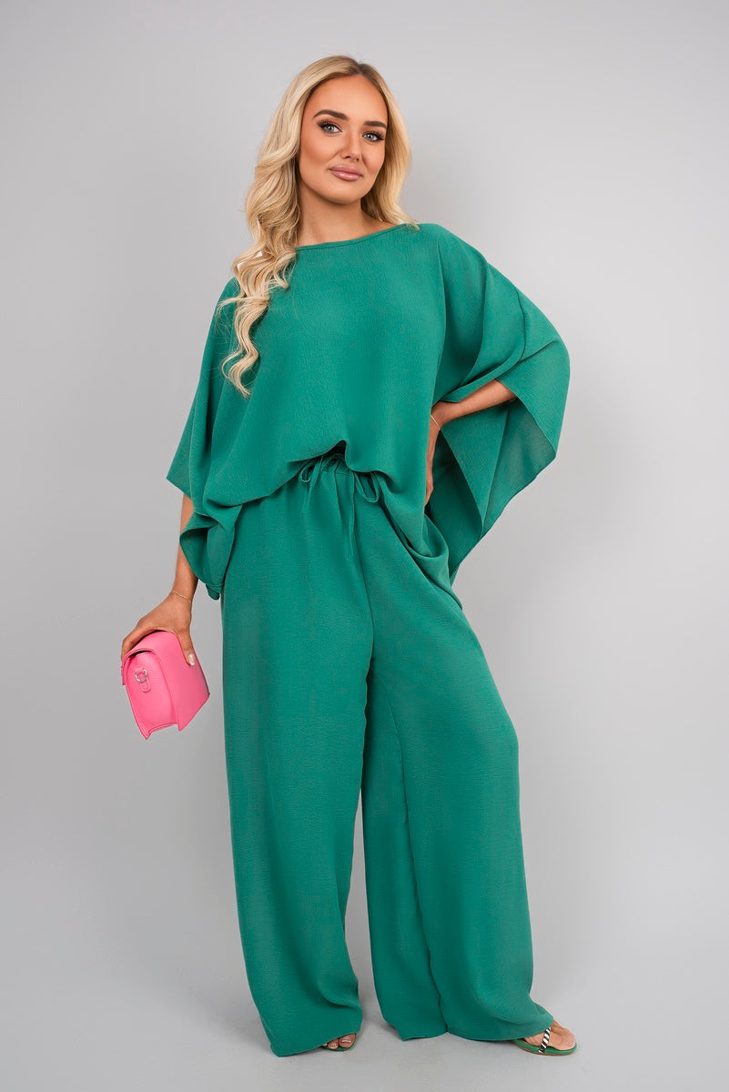 Batwing Top & Drawstring Wide Leg Trousers Co-ord Set.