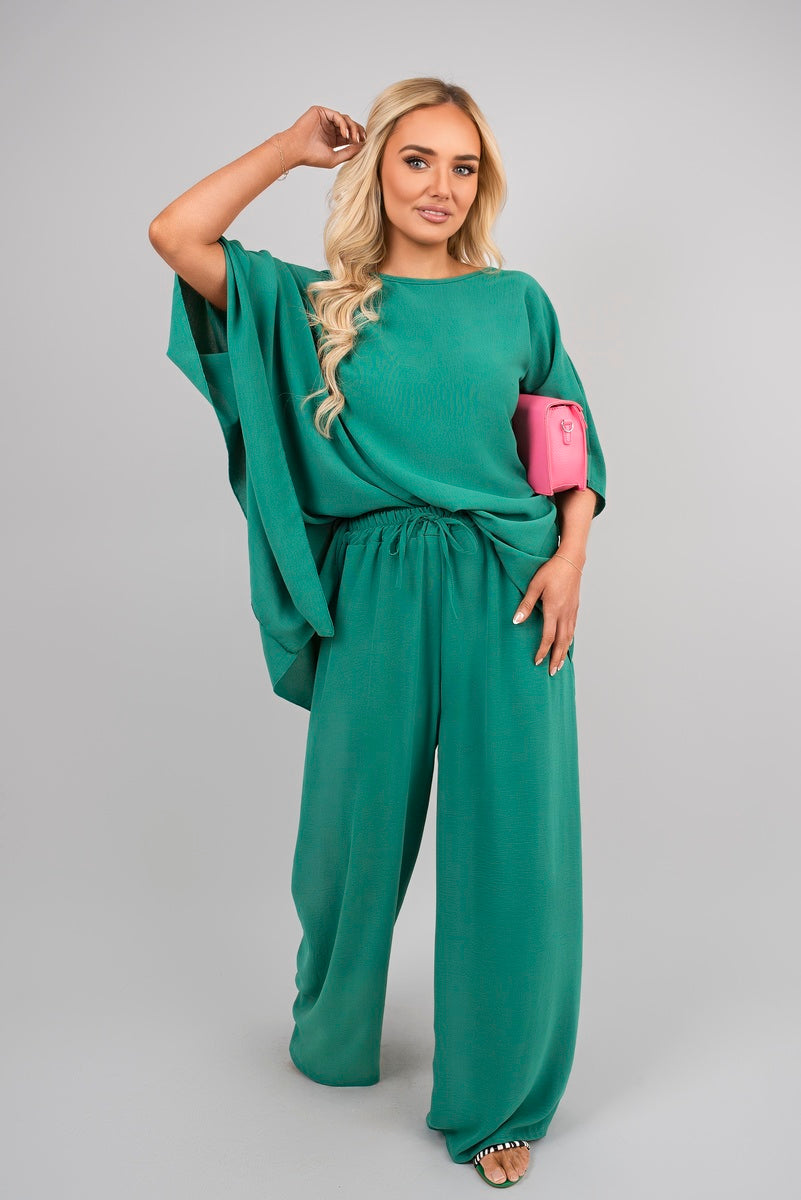 Batwing Top & Drawstring Wide Leg Trousers Co-ord Set.