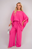 Batwing Top and Drawstring Wide Leg Trousers Co-ord Set Moda