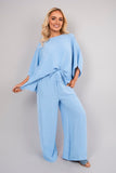 Batwing Top and Drawstring Wide Leg Trousers Co-ord Set Moda