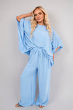 Batwing Top and Drawstring Wide Leg Trousers Co-ord Set Moda